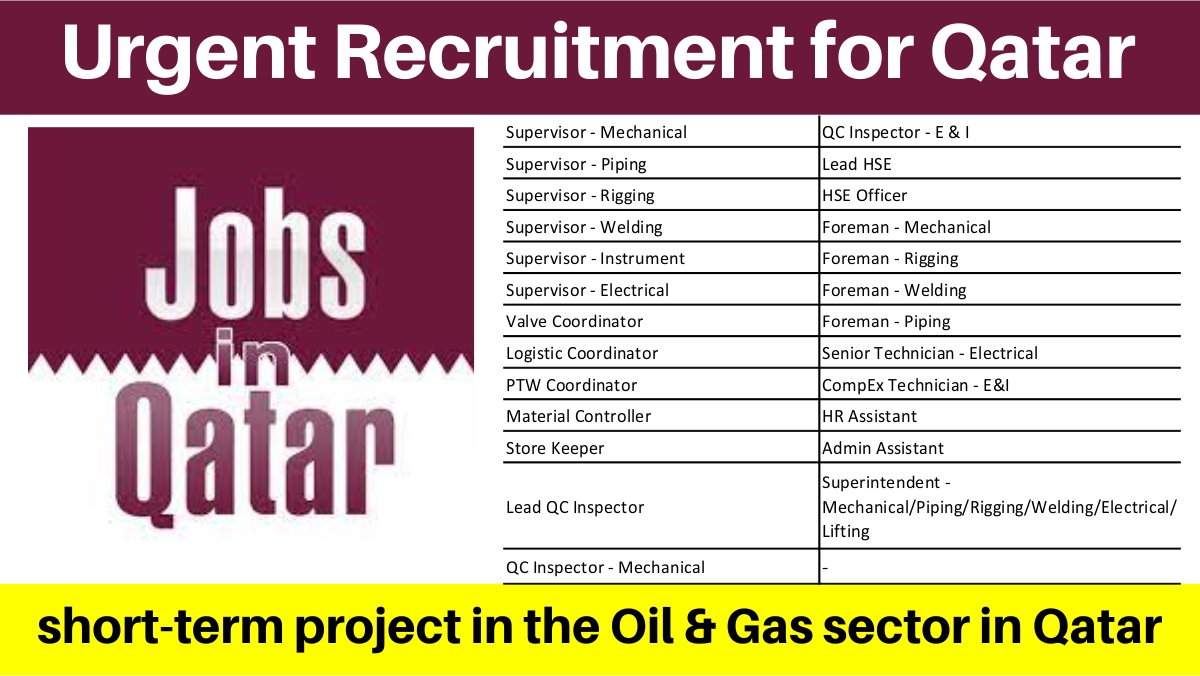 Urgent Recruitment for Qatar
