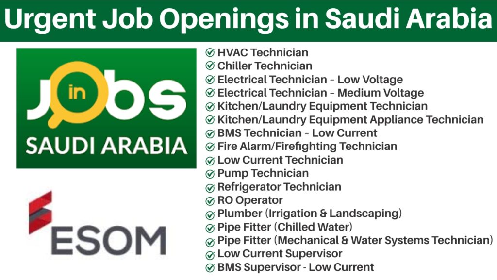 Urgent Job Openings in Saudi Arabia