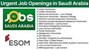 Urgent Job Openings in Saudi Arabia