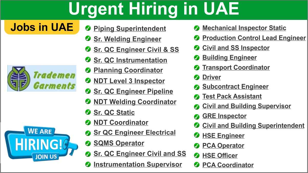 Urgent Hiring in UAE