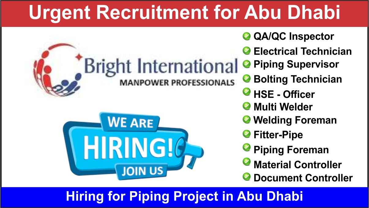 Urgent Recruitment for Abu Dhabi