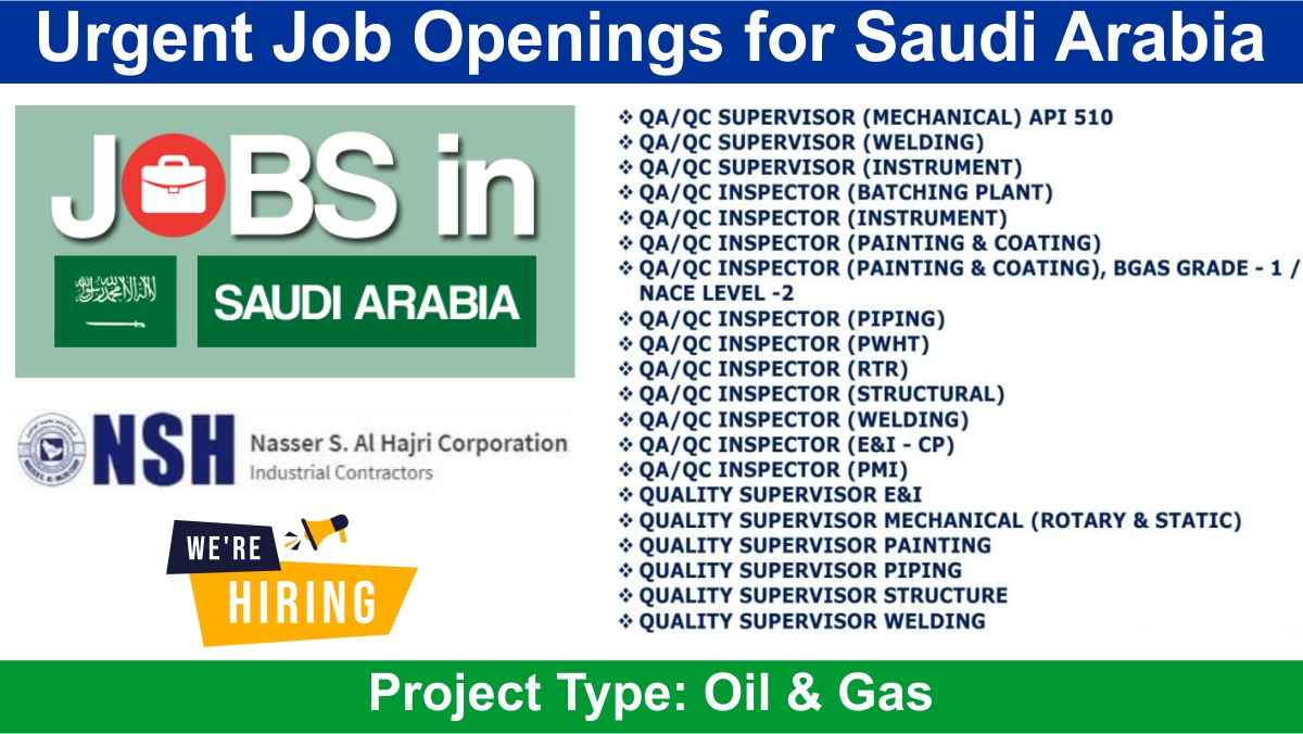 Urgent Job Openings for Saudi Arabia