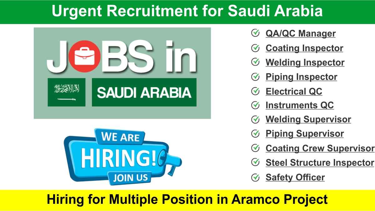 Urgent Recruitment for Saudi Arabia