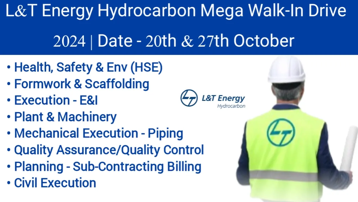 L&T Energy Hydrocarbon Limited Mega Walk-In Interview October 2024 | 20th And 27th October 2024