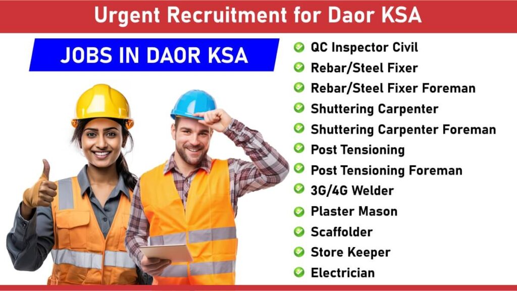 Urgent Recruitment for Daor KSA