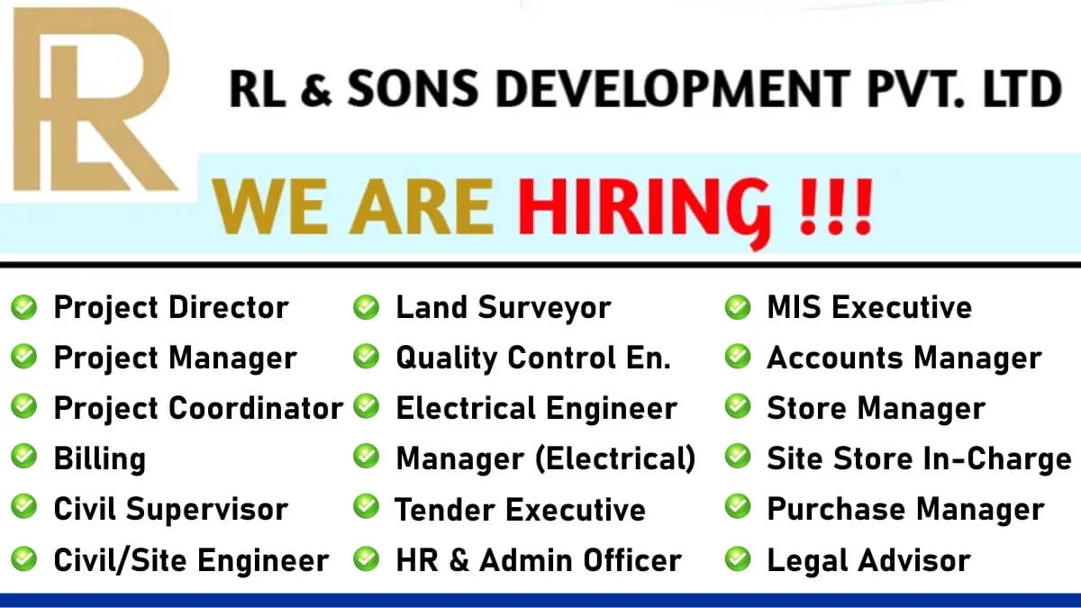 RL & Sons Development Pvt. Ltd Urgent hiring 2024 | Civil Supervisor Jobs 2024