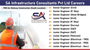 SA Infrastructure Consultants Pvt. Ltd Urgent Hiring 2024 | Project Location: Guntur to Bibi Nagar