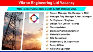 Vikran Engineering Ltd Vacancy