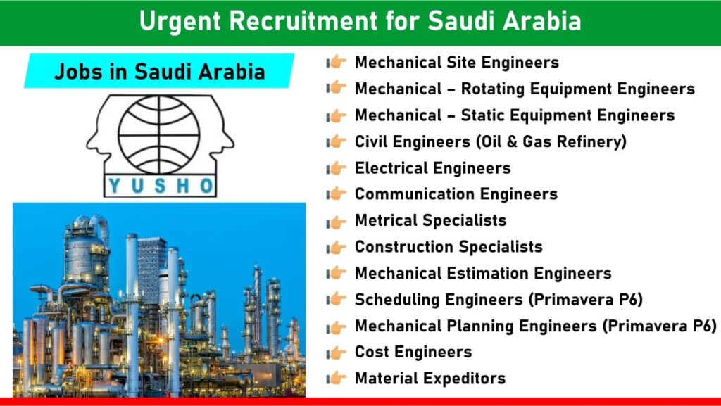 Urgent Recruitment for Saudi Arabia