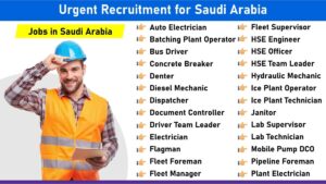 Urgent Recruitment for Saudi Arabia