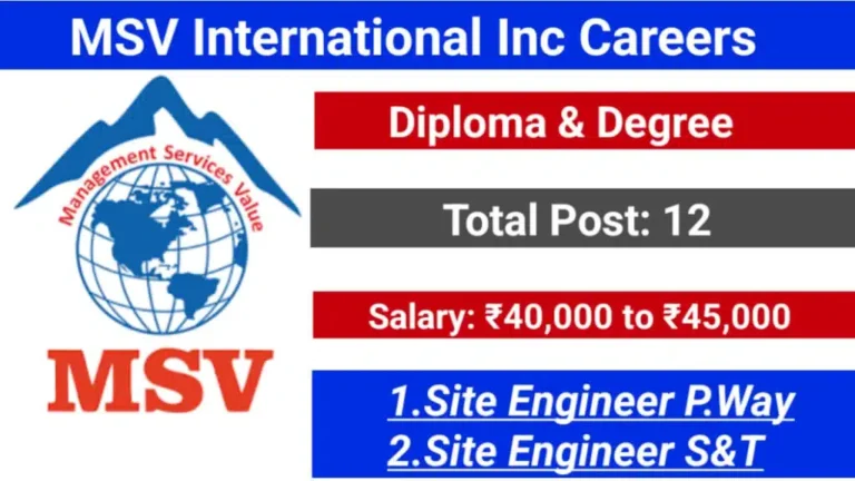 MSV International Inc Recruitment | for Railway Project