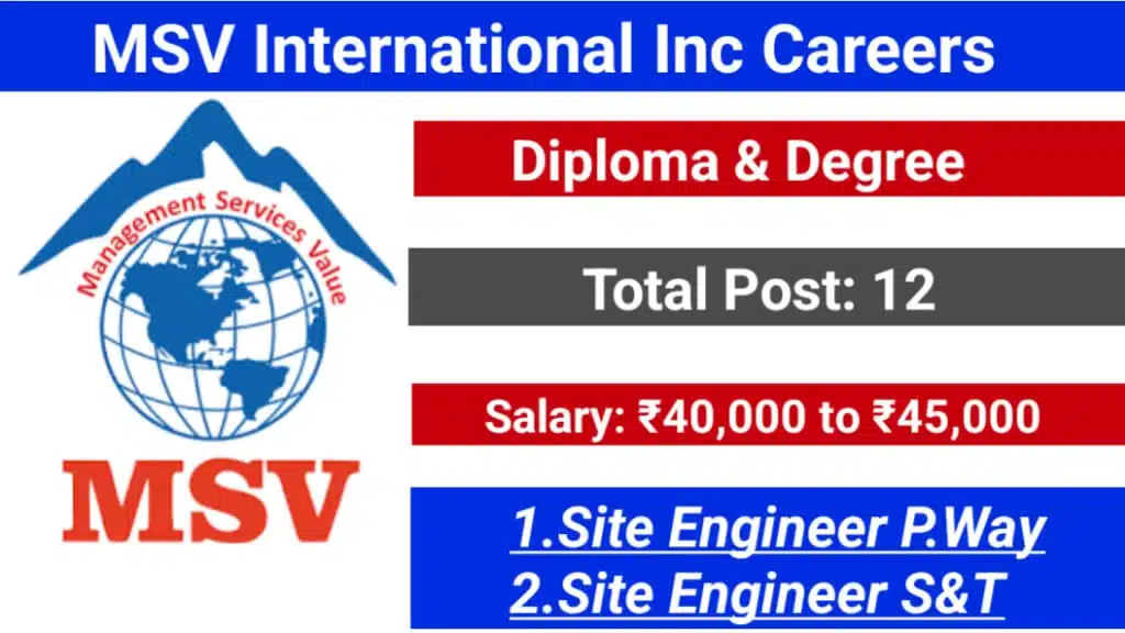 MSV International Inc Recruitment | for Railway Project