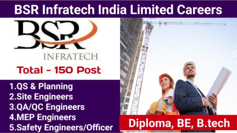 BSR Infratech India Ltd Vacancy 2025 – For QS & Planning, Site Engineers, QA/QC, MEP, Safety Engineers | Road, Building, Layouts & Irrigation Projects