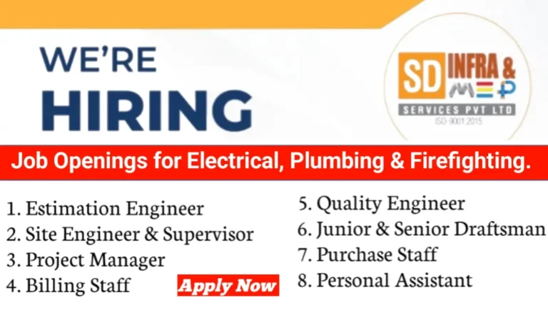 SD Infra & Services Pvt Ltd Hiring 2025 – Multiple Roles in MEP Projects