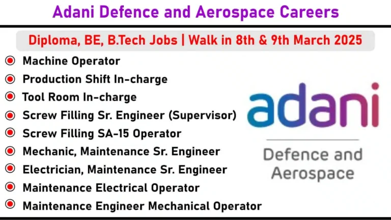Defence and Aerospace Jobs in Kanpur – Machine Operator, Production Shift In-charge, Maintenance Engineer, and More Openings at Adani Defence and Aerospace
