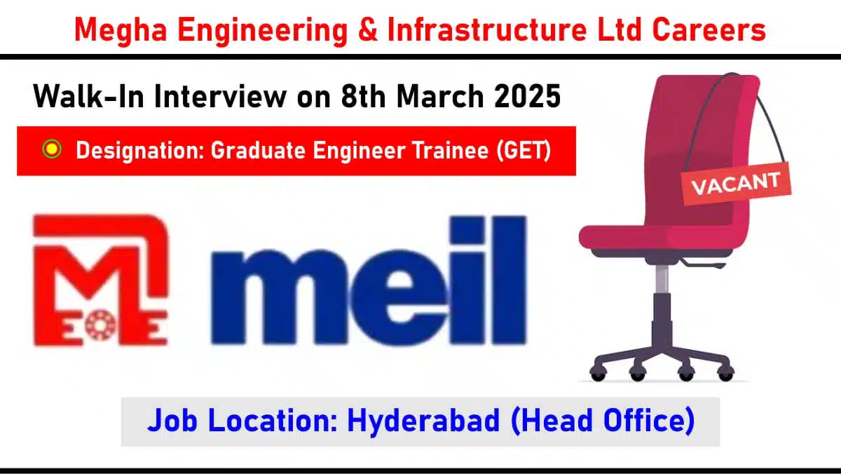 Megha Engineering & Infrastructure Ltd: Graduate Engineer Trainee (GET) Opportunities for Civil Engineers | Walk-In on 8th March 2025