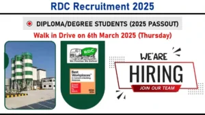 RDC Concrete (India) Limited Walk-In Interview 2025 | Date: 6th March 2025 (Thursday) | Civil, Mechanical, Electrical Passout