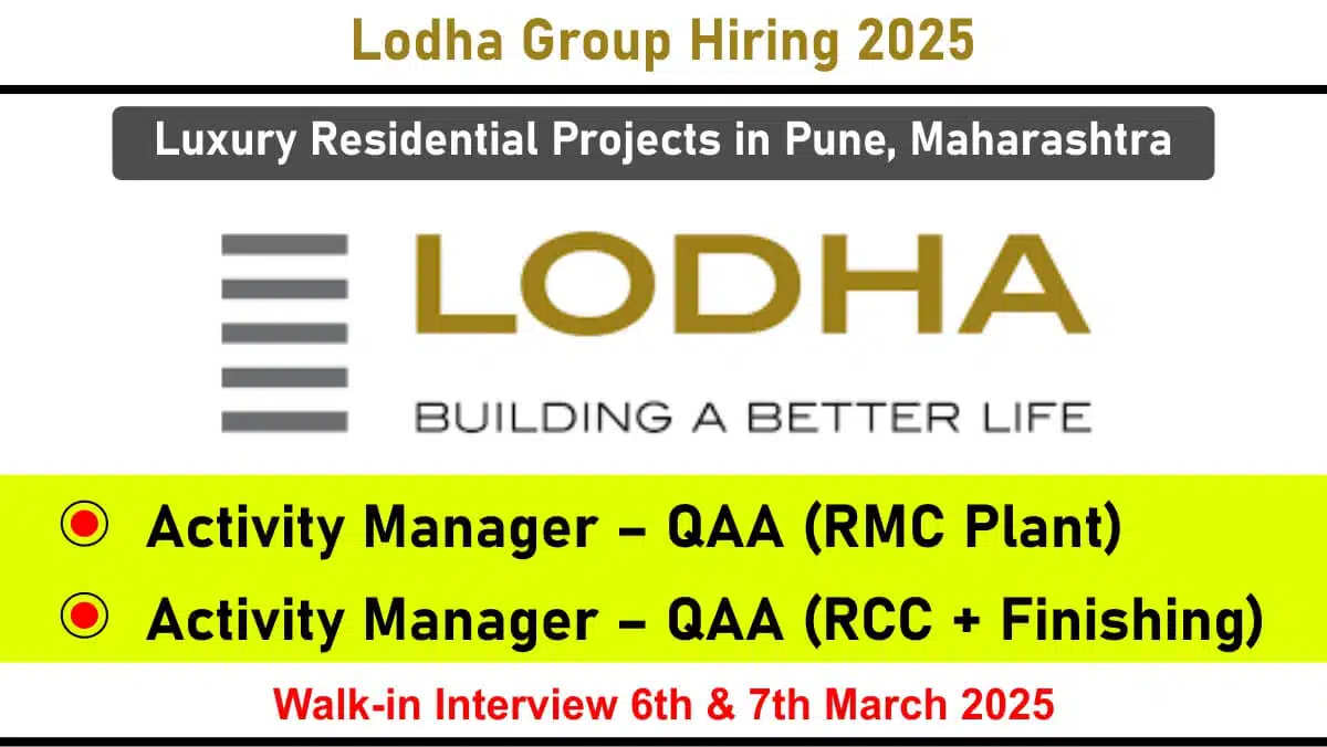 Lodha Group Walk-In Interview 2025 | For Luxury Residential Projects in Pune, Maharashtra