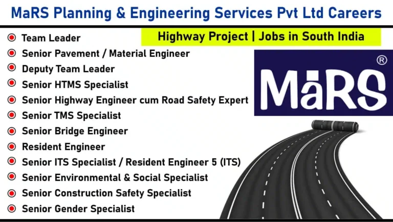 MaRS Planning & Engineering Services Pvt Ltd Hiring 2025 | for Highway Project | Jobs in South India