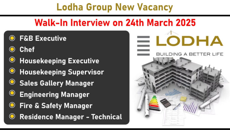 Lodha Group New Vacancy