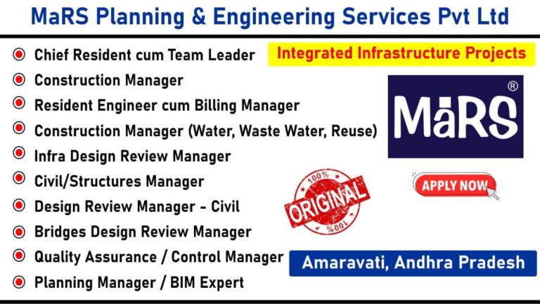 MaRS Planning & Engineering Services Pvt Ltd Hiring 2025 | for Integrated Infrastructure Projects | Jobs in Amaravati, Andhra Pradesh