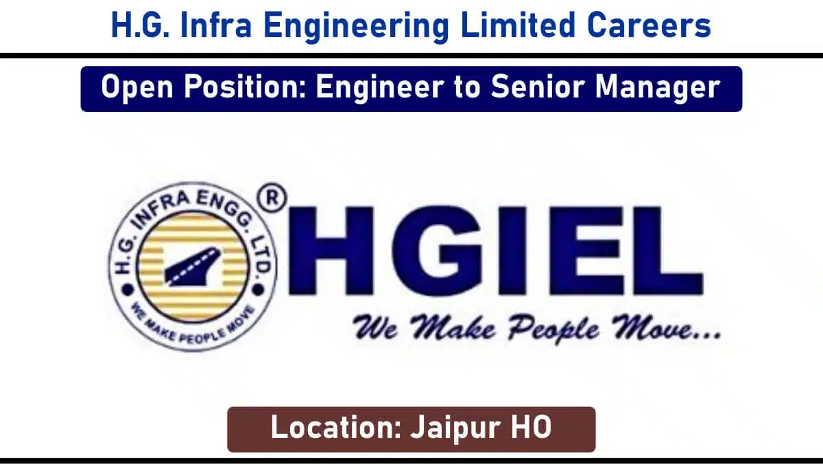 H.G. Infra Engineering Limited Hiring – Engineer to Senior Manager (Design – Structures & Highways) in Jaipur