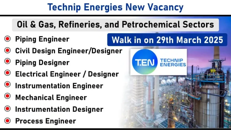 Technip Energies Virtual Recruitment Drive 2025 – Hiring Engineers & Designers for Oil & Gas Projects