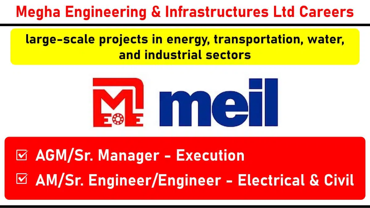 Megha Engineering & Infrastructures Ltd Hiring | For energy, transportation, water, and industrial sectors across India