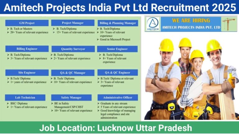 Amitech Projects India Pvt Ltd Hiring May 2025 | for our upcoming high-rise building projects in Lucknow