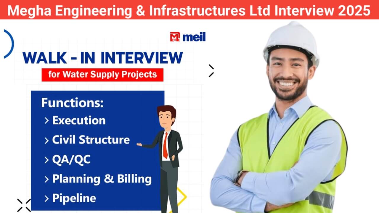 Megha Engineering & Infrastructures Ltd Walk-In Drive | Date: 24th May 2025 (Saturday) & 25th May 2025 (Sunday)
