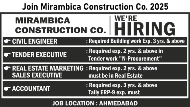 Mirambica Construction Co Hiring 2025 | For Civil Engineers, Accountants, and Tender Executives