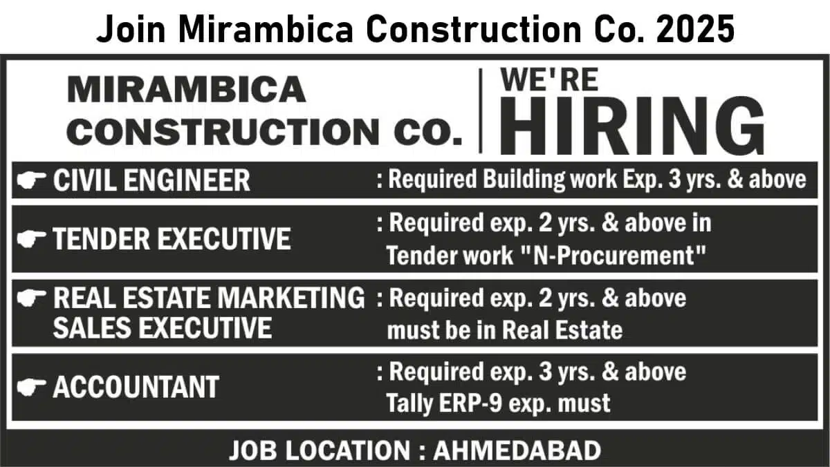 Mirambica Construction Co Hiring 2025 | For Civil Engineers, Accountants, and Tender Executives