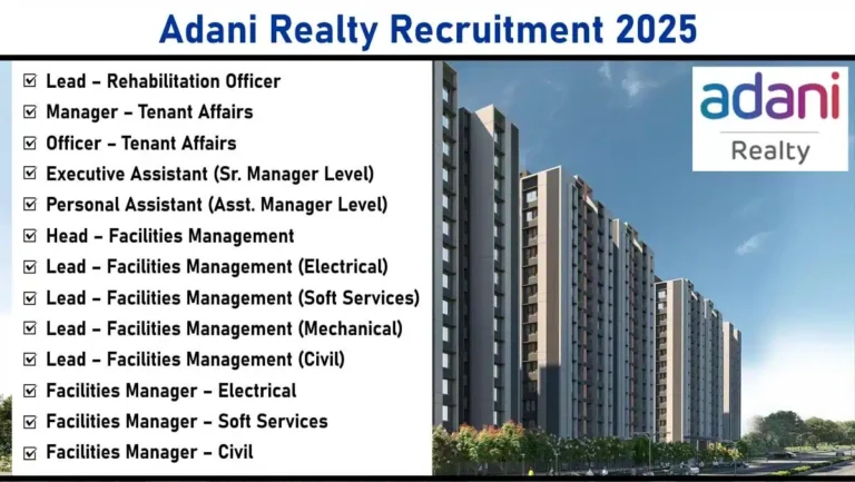 Adani Realty Latest New Vacancy 2025 | Construction Jobs In Mumbai