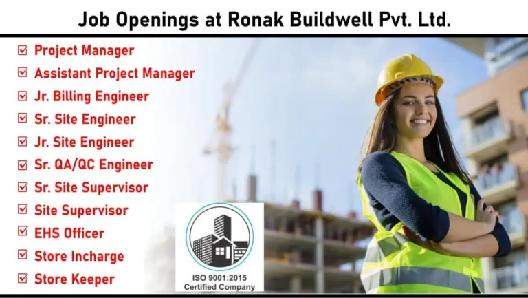Ronak Buildwell Pvt. Ltd Hiring 2025 | Site Supervisor Jobs Near Me