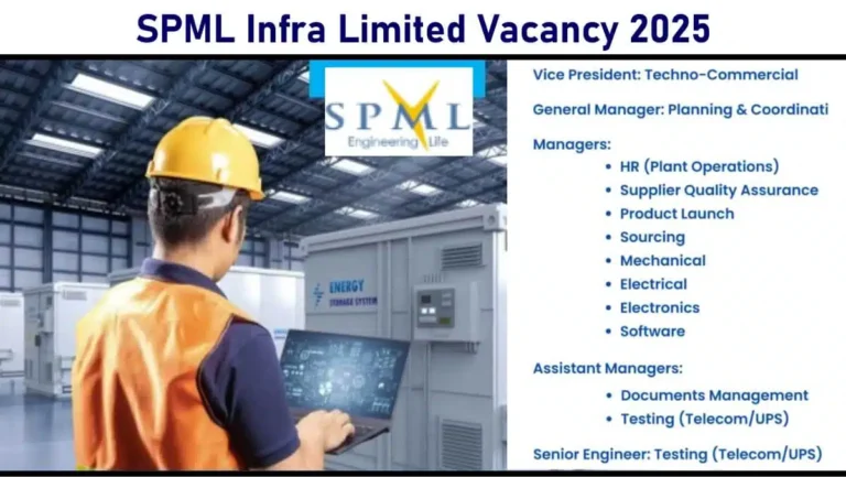 SPML Infra Limited Recruitment 2025 | For Battery Energy Storage Systems (BESS) sector