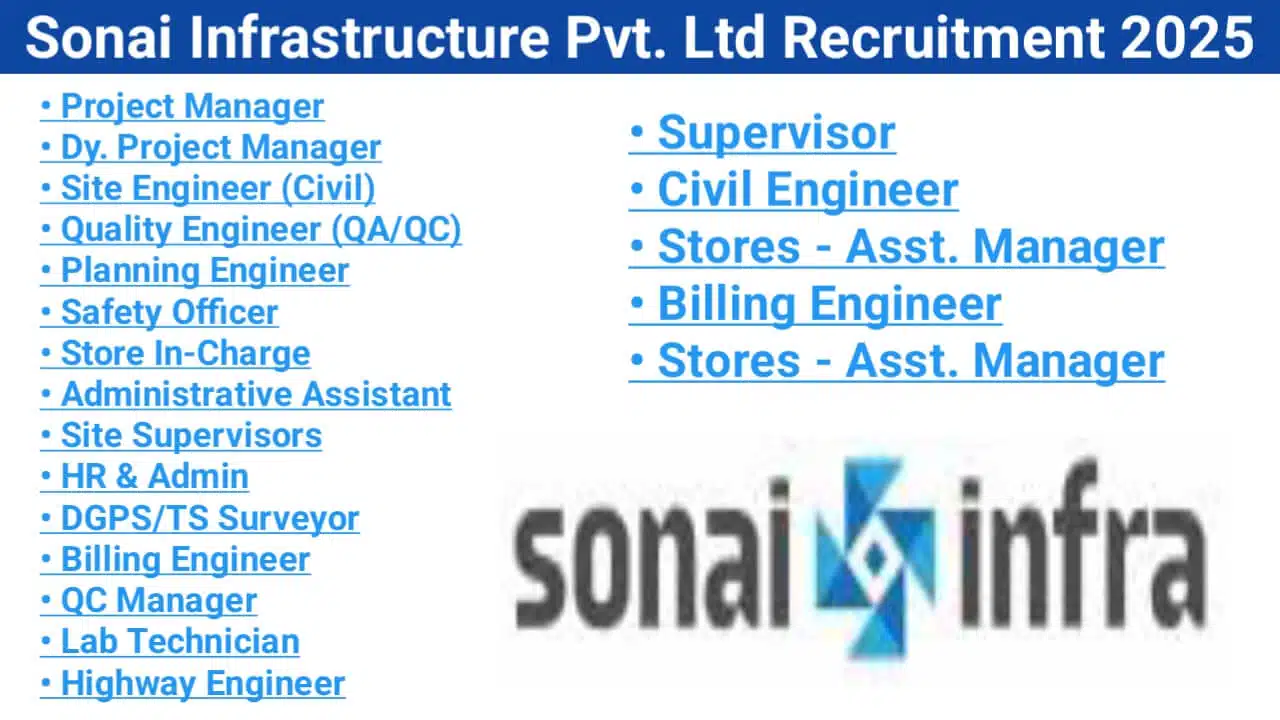 Sonai Infrastructure Pvt. Ltd Vacancy 2025 | Store Keeper Jobs Near Me