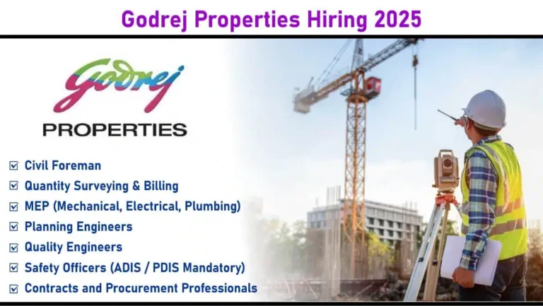 Godrej Properties New Vacancy June 2025: Job Location: Bangalore, Hyderabad, and Chennai