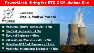 PowerMech Recruitment August 2025  | for BTG O&M Jhabua Site 1×600 MW Thermal Plant Jobs