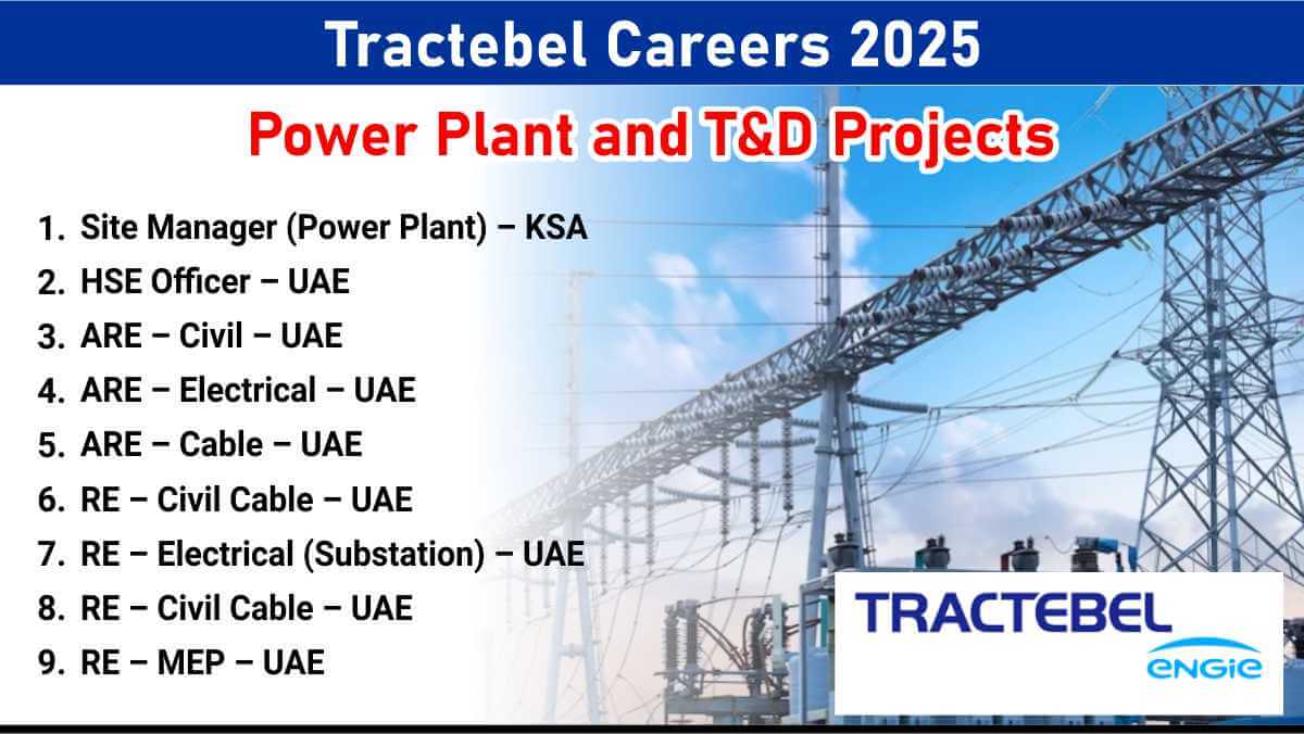 Tractebel Recruitment 2025 | Power Plant & Substation Vacancies