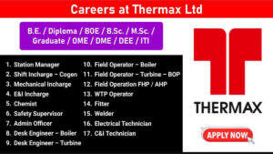 Thermax Ltd Latest Vacancy September 2025 | For B.E. / Diploma / BOE / ITI / B.Sc. / M.Sc