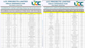 LCC Projects Limited Mega Job 2025 | Water Sector & Infra Project Careers